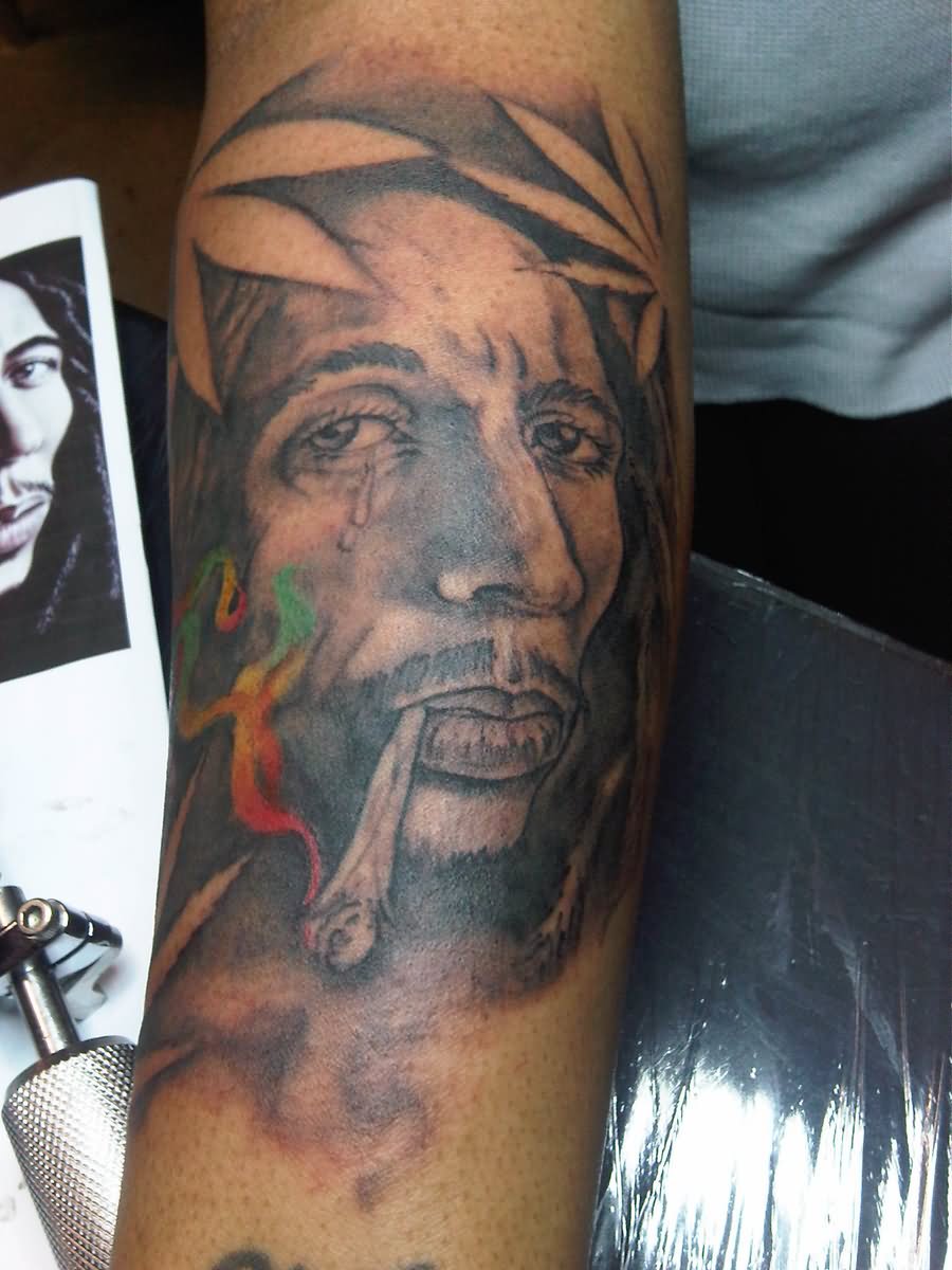 Bob Marley Tattoo On Sleeve by Pereirax