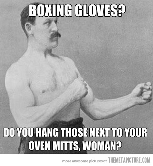 Boxing Gloves Do You Hang Those Next To Your Oven Mitts Woman Funny Fight Meme Picture