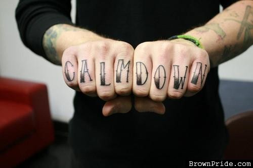 Calm Down Knuckle Tattoo For Guys