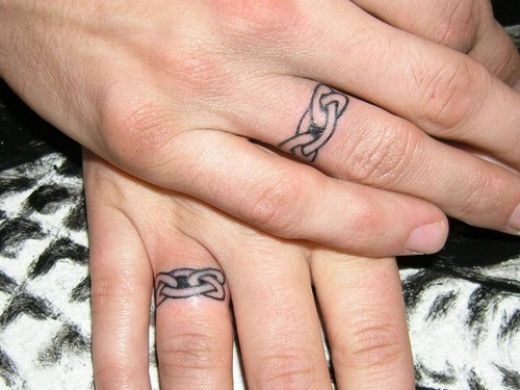 Celtic Ring Tattoo On Couple Finger