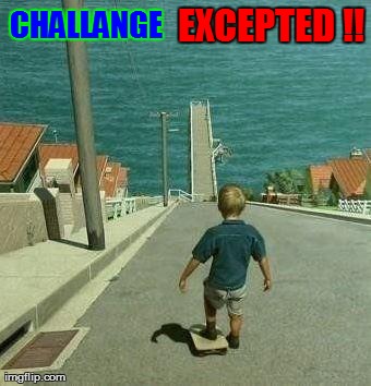 Challenge Excepted Funny Skateboarding Meme Picture