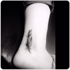Classic Feather Tattoo On Right Ankle