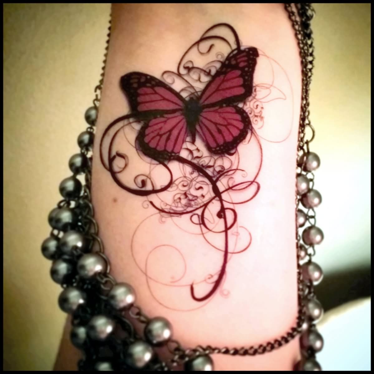 Classic Gothic Butterfly Tattoo Design For Sleeve