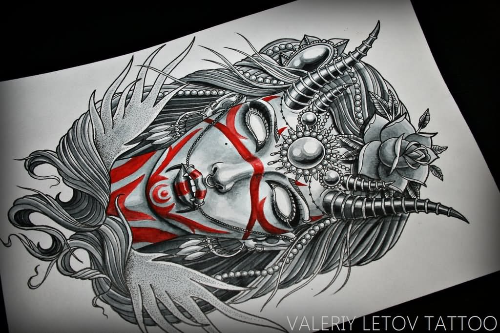 Classic Gothic Girl Tattoo Design By ValeriyLetov