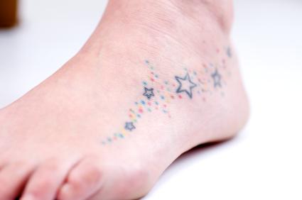 Classic Stars Tattoo On Left Foot
