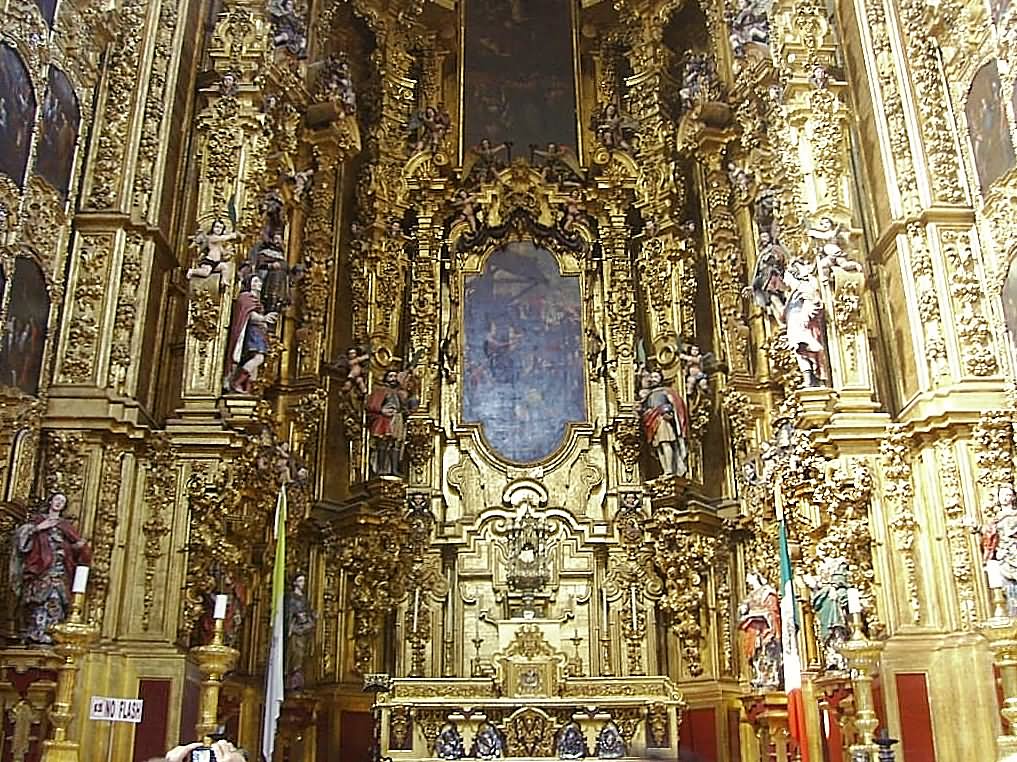 Closeup Of The Altar Of Kings In The Mexico City Metropolitan Cathedral