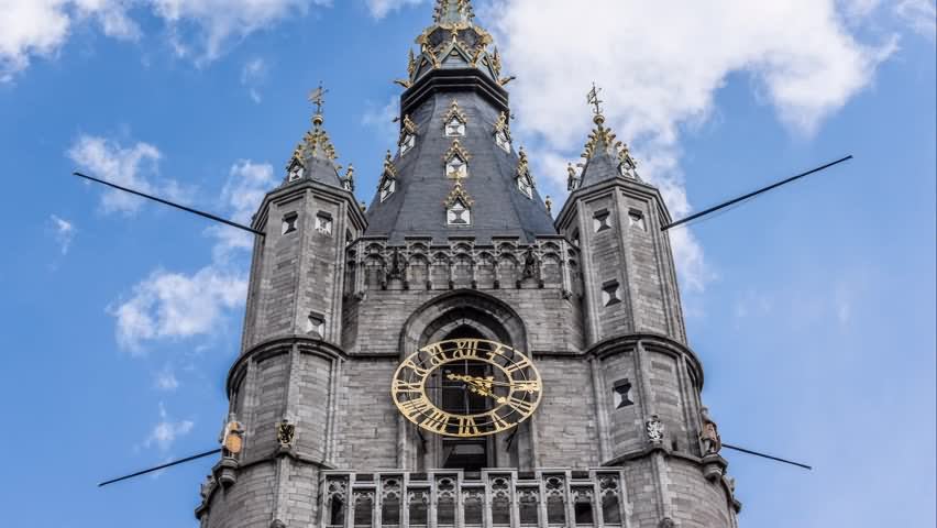 Closeup Of The Belfry Tower Of Ghent In Belgium