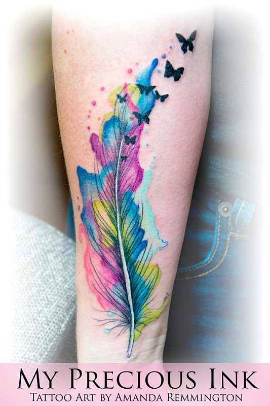 Color Ink Watercolor Tattoo On Forearm