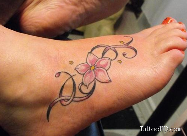 Cool Flower Tattoo On Right Foot By Nikita Nevermore
