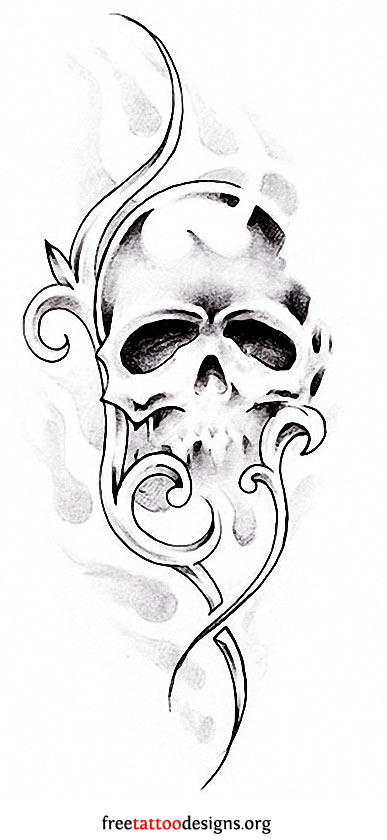 Cool Gothic Skull Tattoo Design