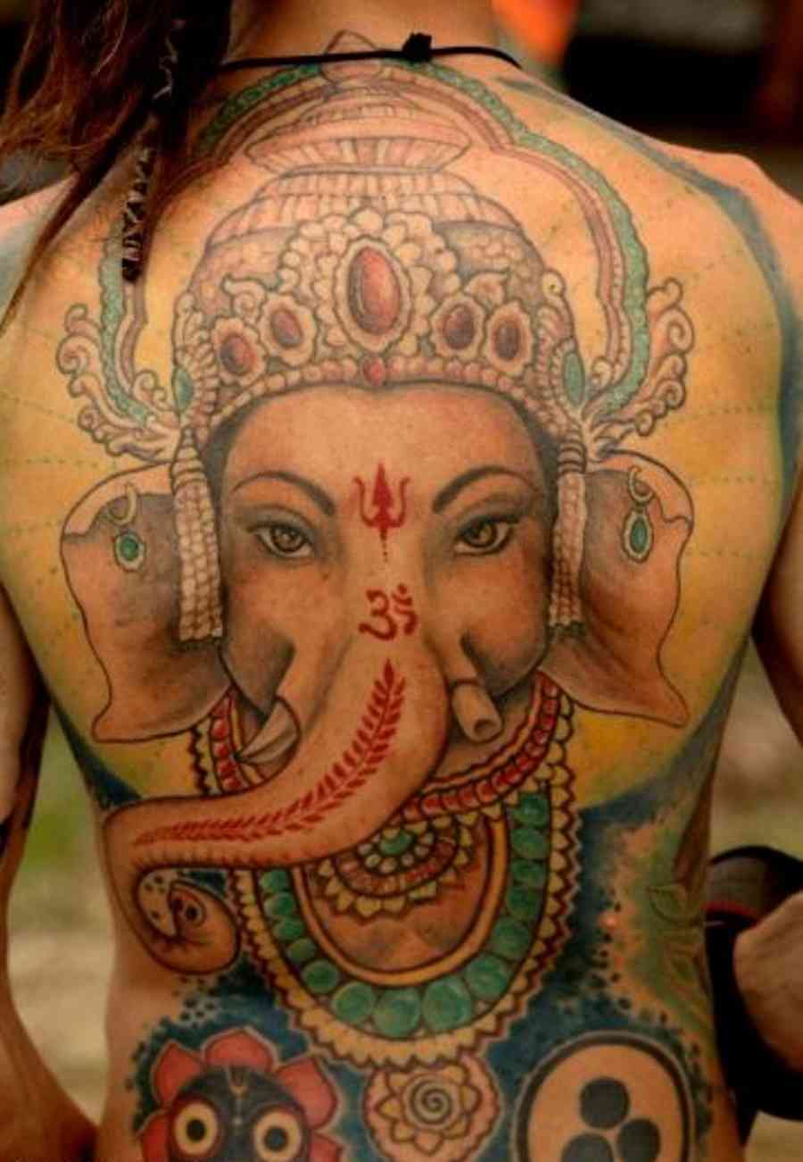 Cool Indian Lord Ganesha Tattoo On Full Back By Mundo Psicodelico
