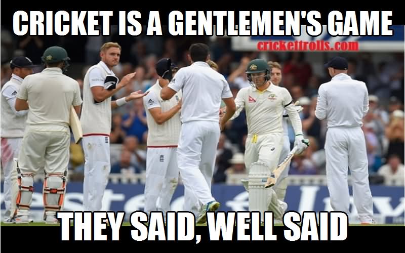 Cricket Is A Gentlemen's Game They Said Well Said Funny Meme Photo