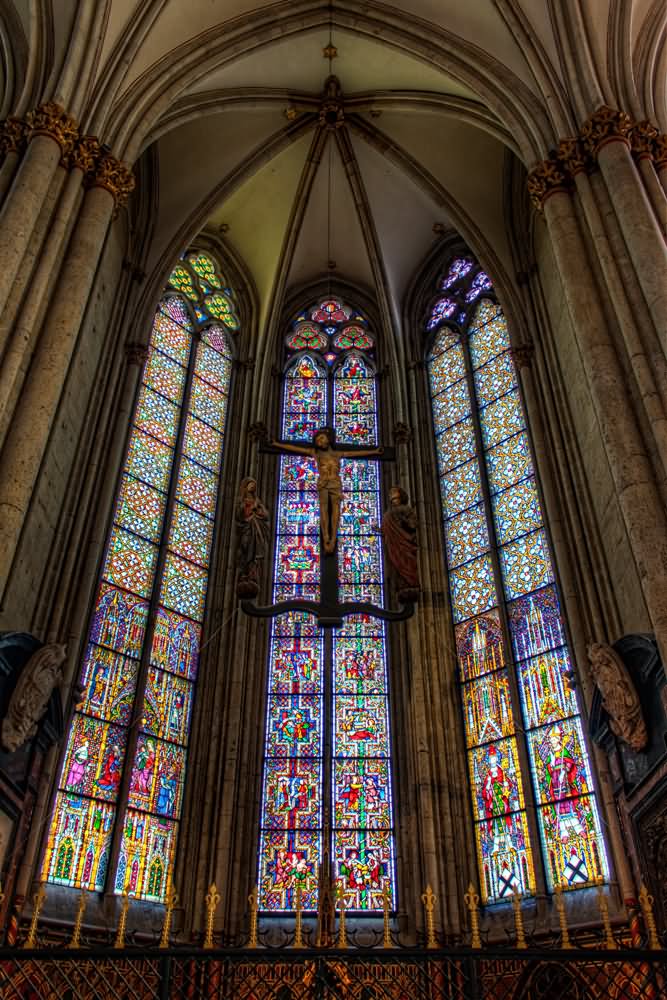 Cross On The Eastern Side Window Of The Cologne Cathedral
