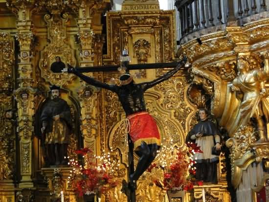 Crucifixion Of Jesus Christ Statue Inside The Metropolitan Cathedral Of Mexico City