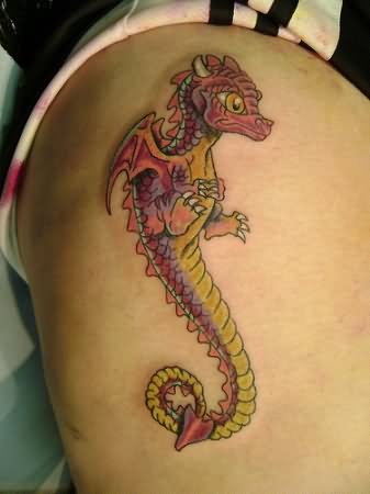 Cute Gothic Dragon Tattoo Design For Shoulder