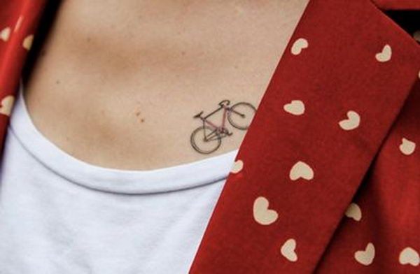 Cycle Tattoo On Collar Bone