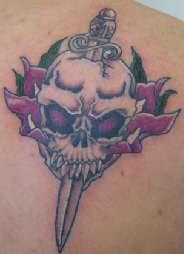 Dagger In Gothic Skull Tattoo Design