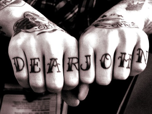 Dear John Knuckle Tattoo On Hands
