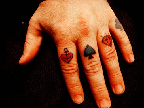 Diamond And Ace Knuckle Tattoo