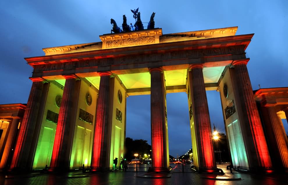 Different Colors On The Brandenburg Gate At Night