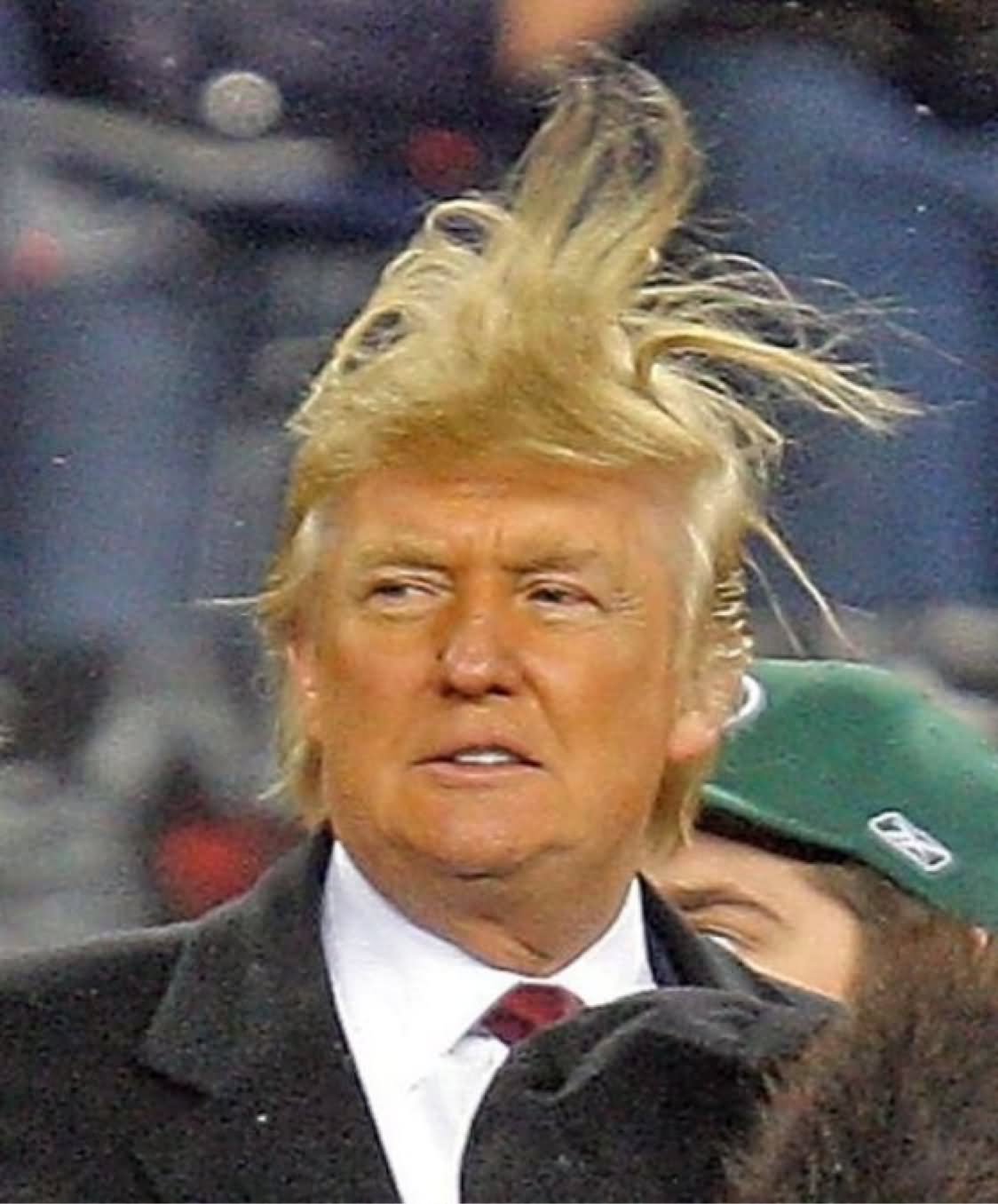 Donald Trump With Blowing Hair Funny Image