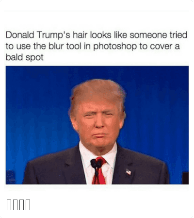 Donald Trump's Hair Looks Like Someone Tried To Use The Blur Tool In Photoshop To Cover A Bald Spot Funny Meme Image