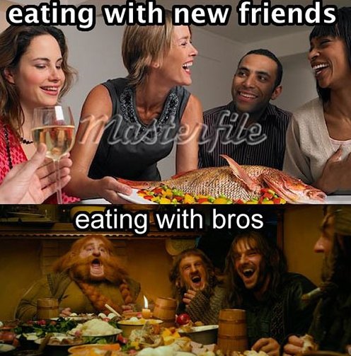 Eating With New Friends Funny Eating Meme Image