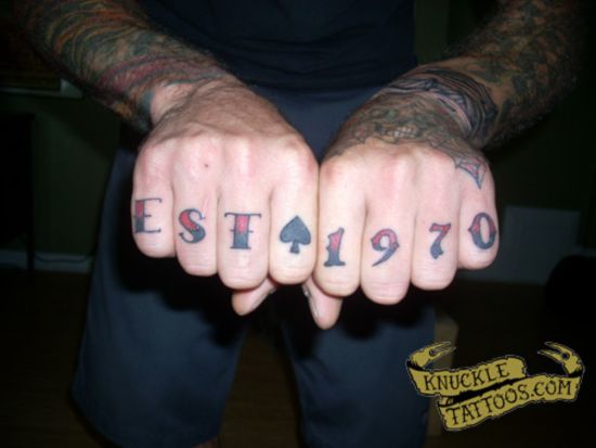 Est 1970 Knuckle Tattoo On Hand