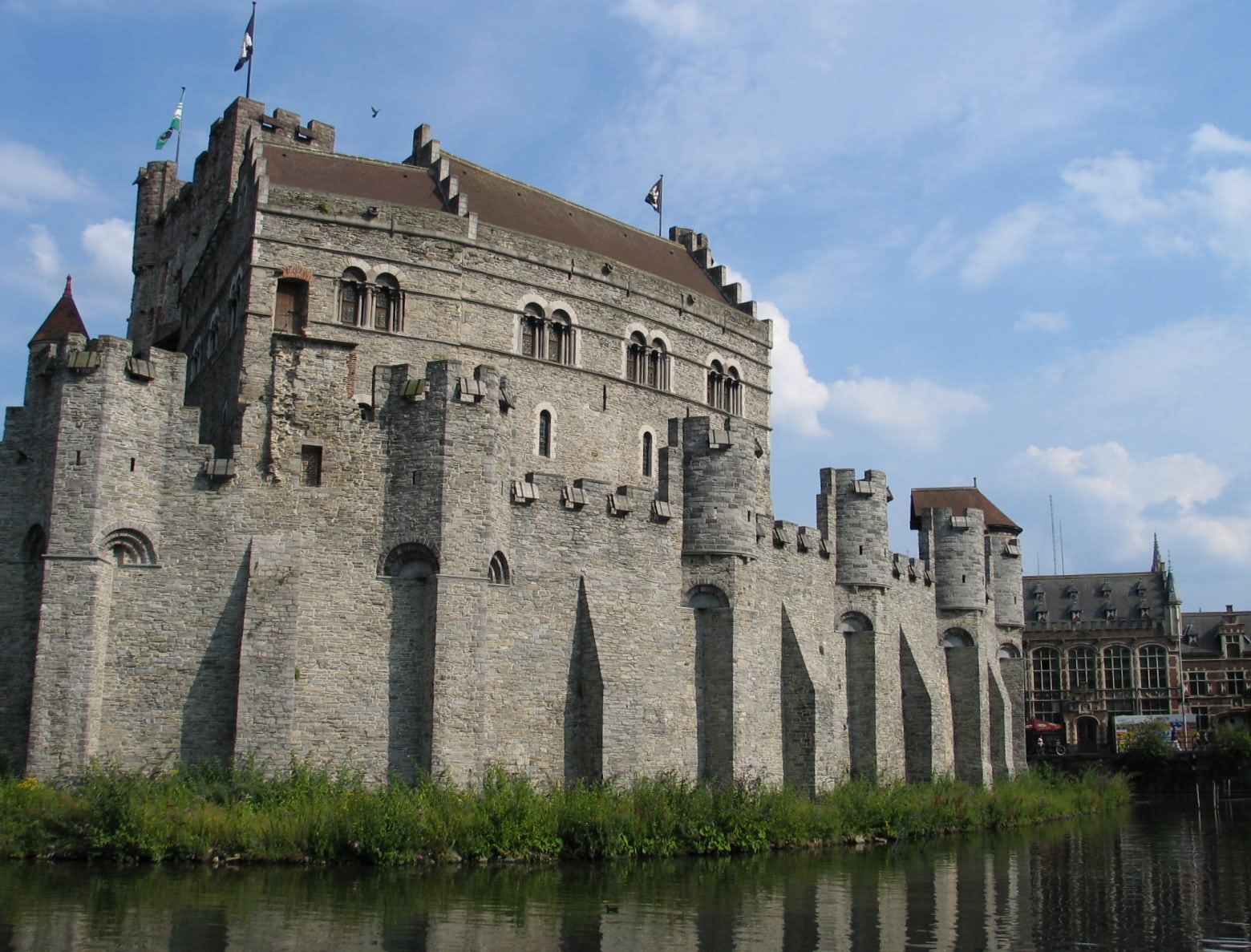 Exterior View Of Gravensteen Castle In Ghent