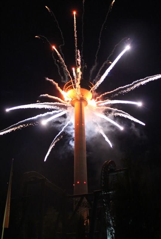 Fireworks On The Nasinneula Tower In Finland