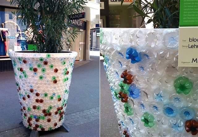 Flowerpot decoration using waste plastic bottles