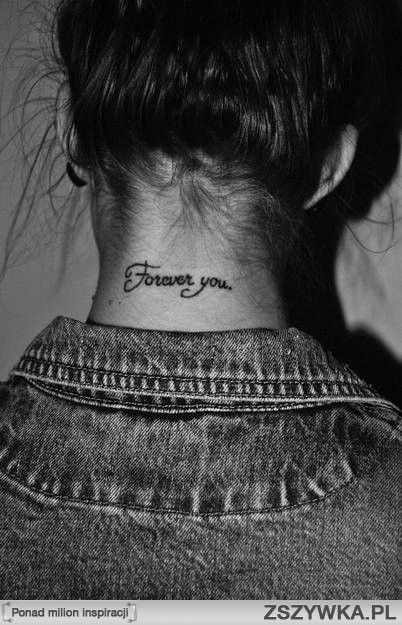 Forever You Words Tattoo On Girl Back Neck