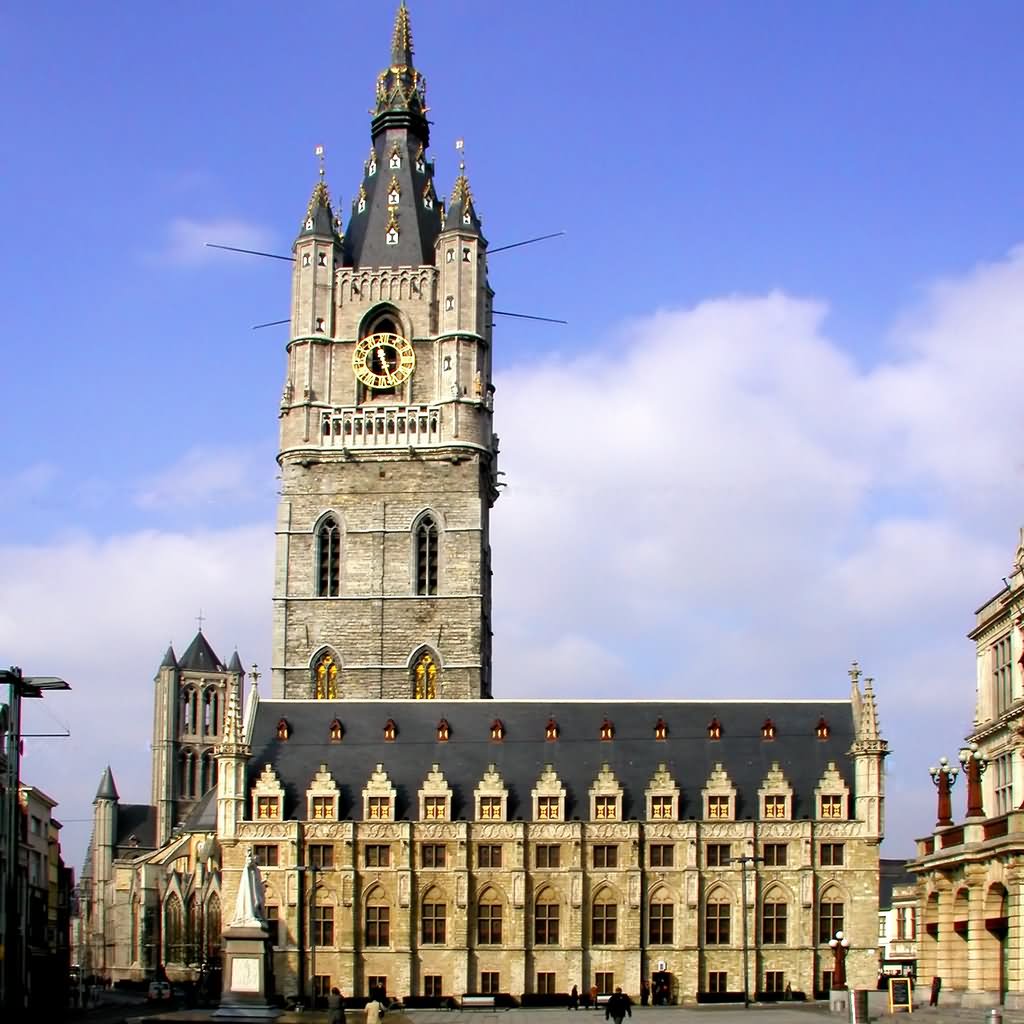 Front View Of The Belfry of Ghent In Belgium