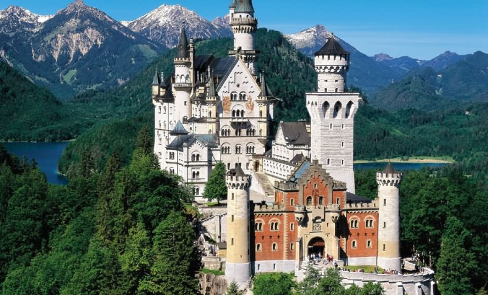 Front View Of The Neuschwanstein Castle In Germany