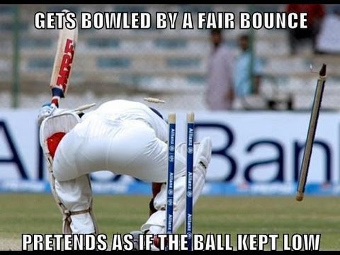 Funny Cricket Meme Gets Bowled By A Fair Bounce Pretends As If The Ball Kept Low Picture