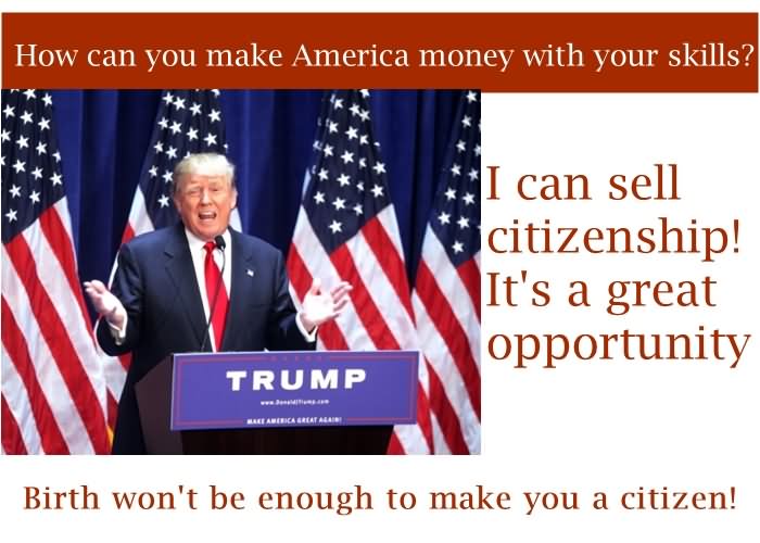Funny Donald Trump Meme I Can Sell Citizenship It's A Great Opportunity Picture