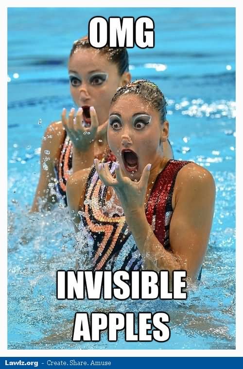 Funny Swimming Meme Omg Invisible Apples Picture