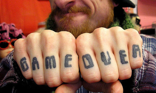 Game Over Knuckle Tattoo For Men