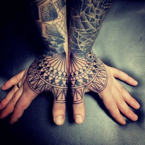 Geometric Knuckle Tattoo On Both Hands
