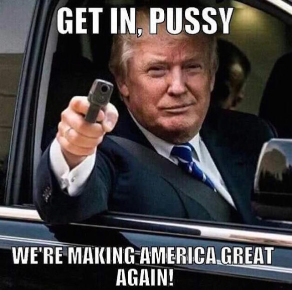 Get In Pussy We Are Making America Great Again Funny Donald Trump Meme Image