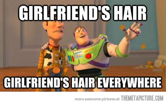 Girlfriend's Hair Everywhere Funny Meme Image