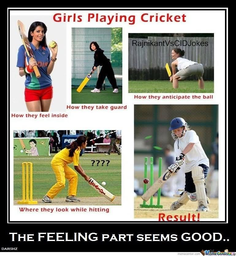 Girls Playing Cricket Funny Meme Picture