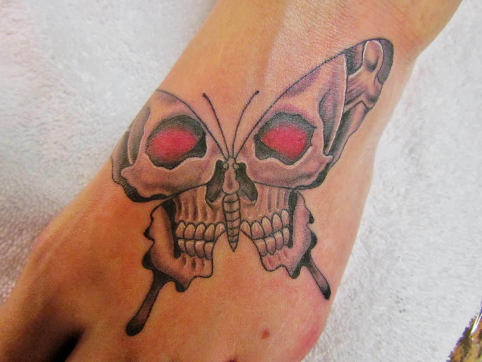 Gothic Butterfly Tattoo On Foot