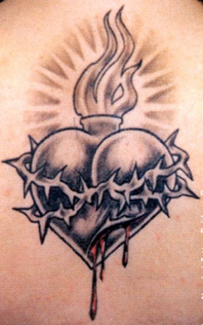 Gothic Heart With Barbed Tattoo Design