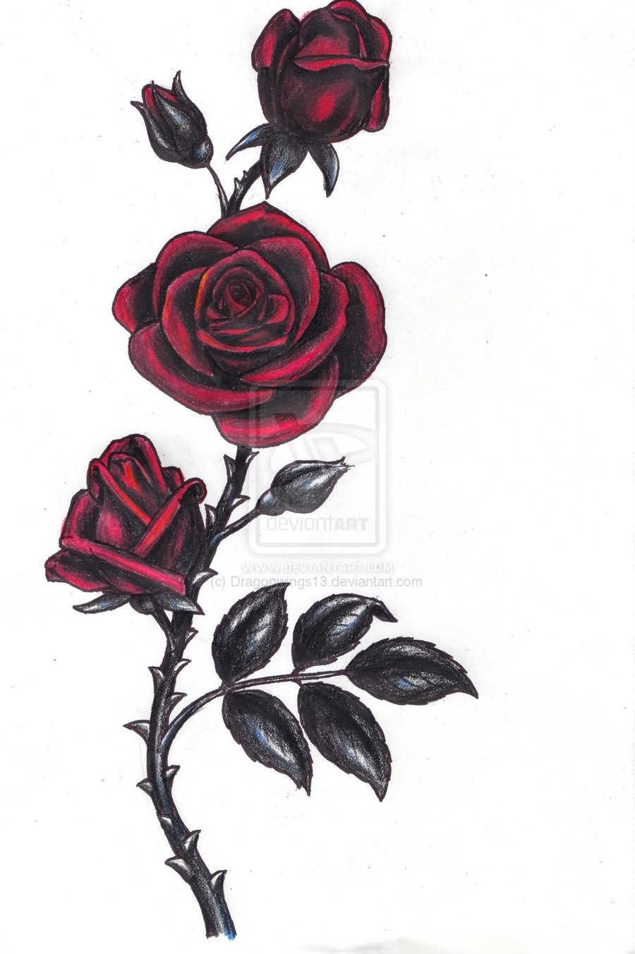 Gothic Roses Tattoo Design By Veronique