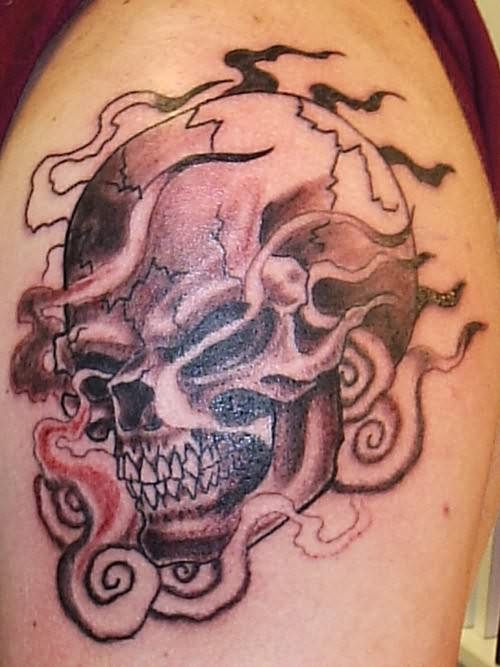 Gothic Skull Tattoo Design For Shoulder