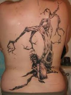 Gothic Tree Without Leaves Tattoo On Full Back