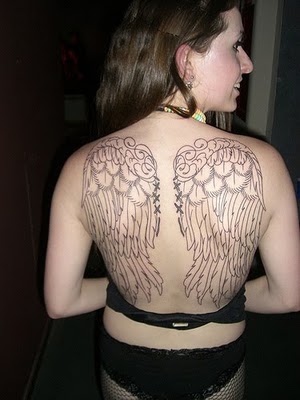 Gothic Wings Gothic Tattoo On Girl Upper Back