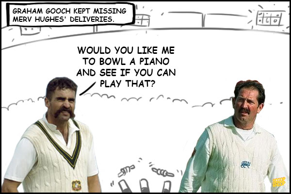 Graham Gooch Kept Missing Merv Hughes Deliveries Funny Cricket Meme Image