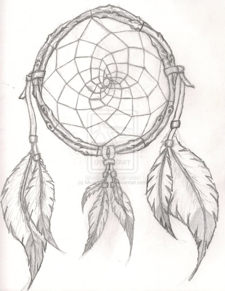 Grey Ink Indian Native Dreamcatcher Tattoo Design